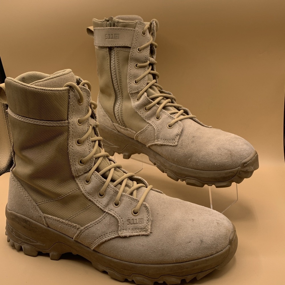 5.11 Men's Speed 3.0 Coyote Side Zip & Lace Up Tactical Boot Tan brown Size 13